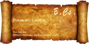 Bauman Csaba névjegykártya